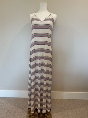 lovestitch Cream Maxi Dress with Multicolor Stripes